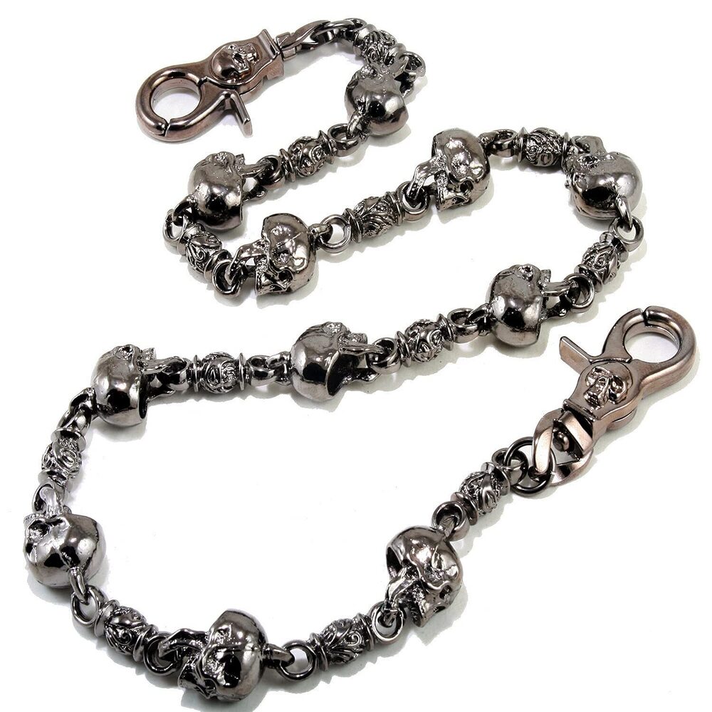 3148 Heavy Strong Biker Skull Key Jean Wallet Chain 22.5" Black NCS34BLK22